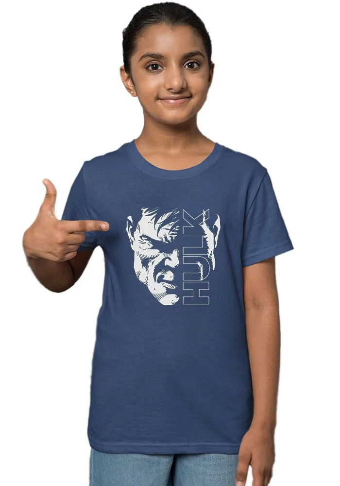 Hulk Face Glow Sr Kids T-Shirt