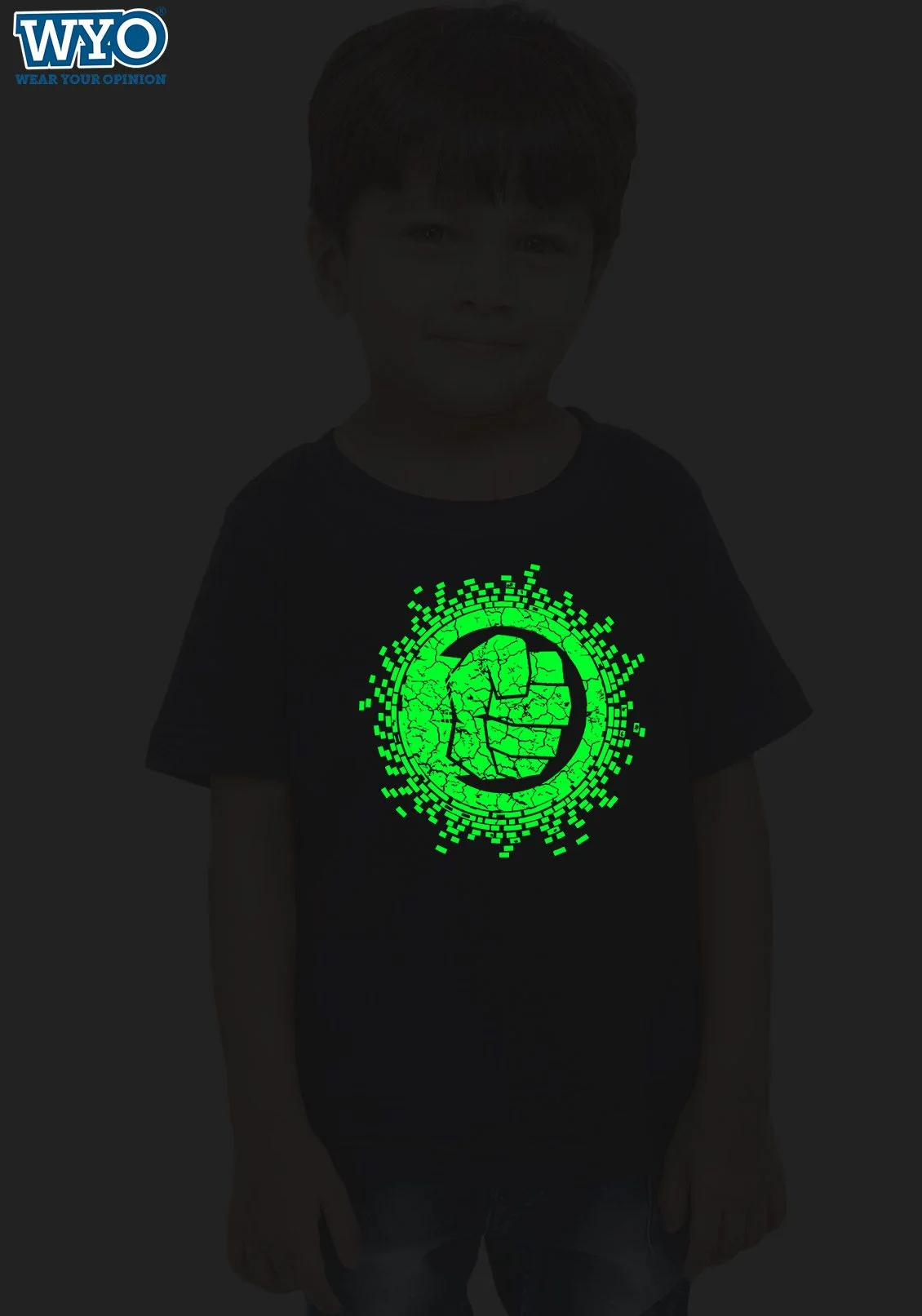 Hulk Wrist Glow In Dark Kids T-Shirts