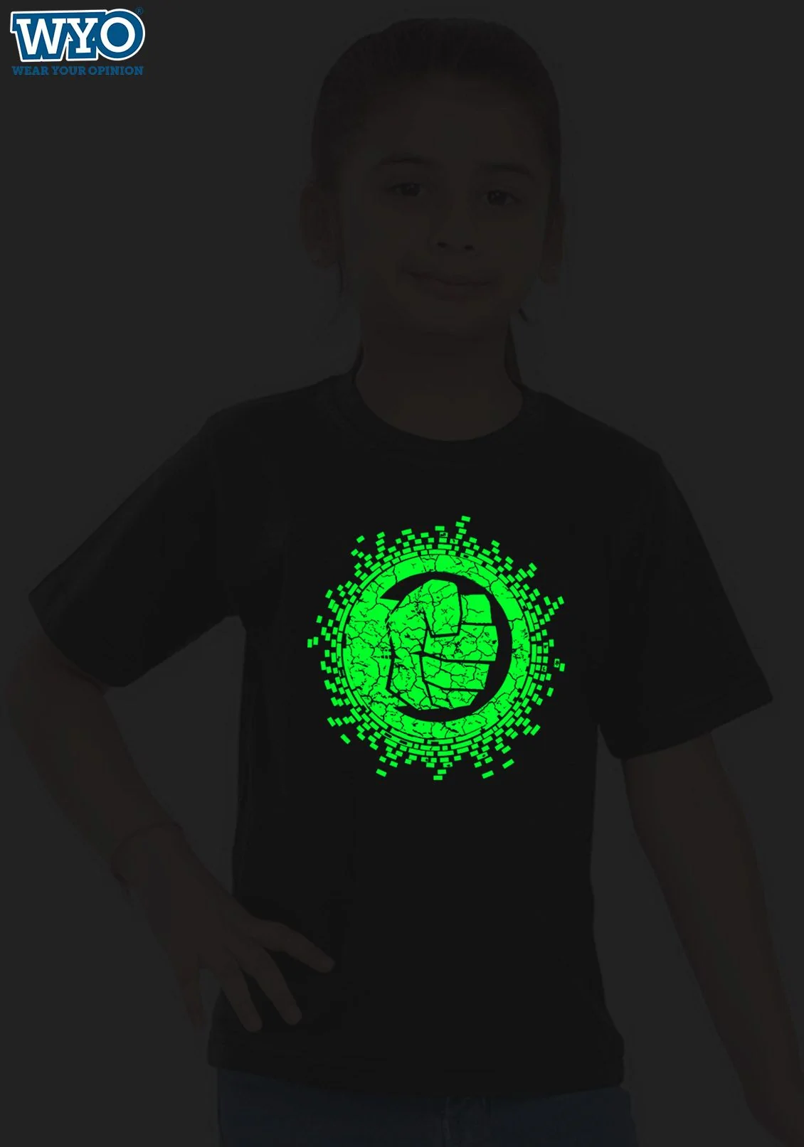 Hulk Wrist Glow In Dark Kids T-Shirts