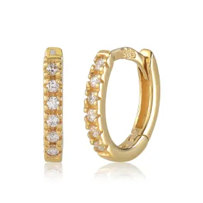 UNICORNJ 14K Gold Small Hoop Huggie Earrings with Simulated Diamonds from Italy