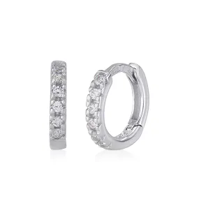 Italian UNICORNJ 14K White Gold Small Hoop Earrings with CZ's