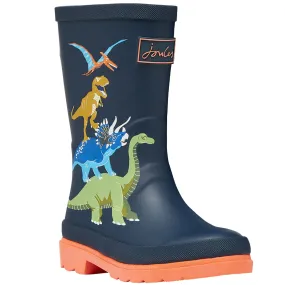 Joules Kids Junior Print Wellies - Dino Navy