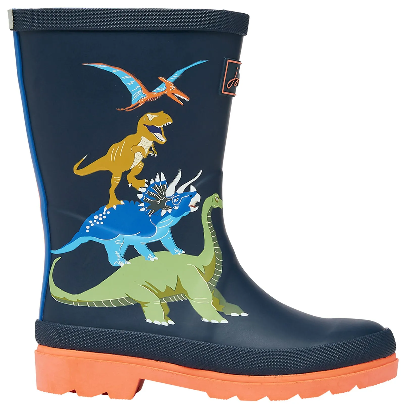 Joules Kids Junior Print Wellies - Dino Navy