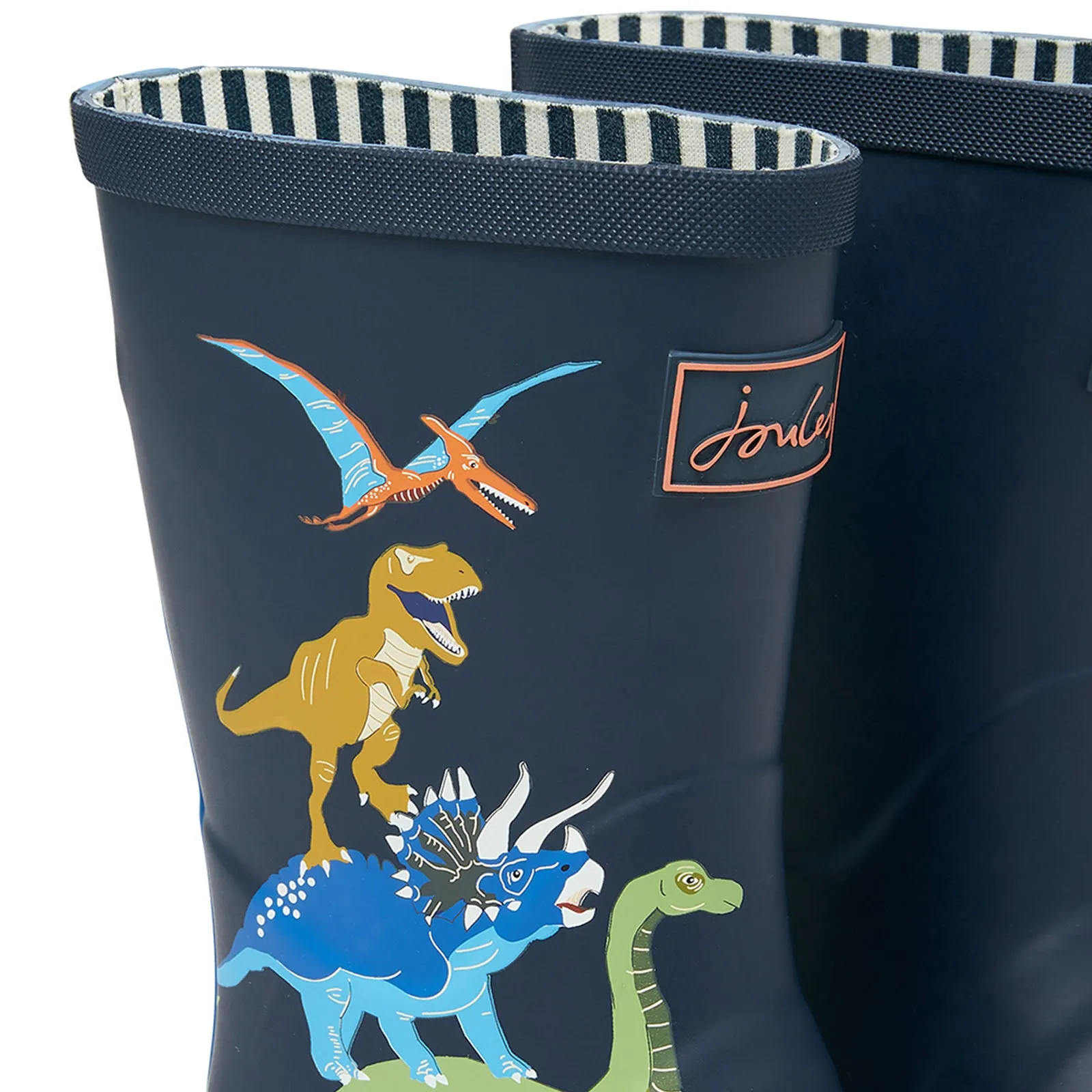 Joules Kids Junior Print Wellies - Dino Navy