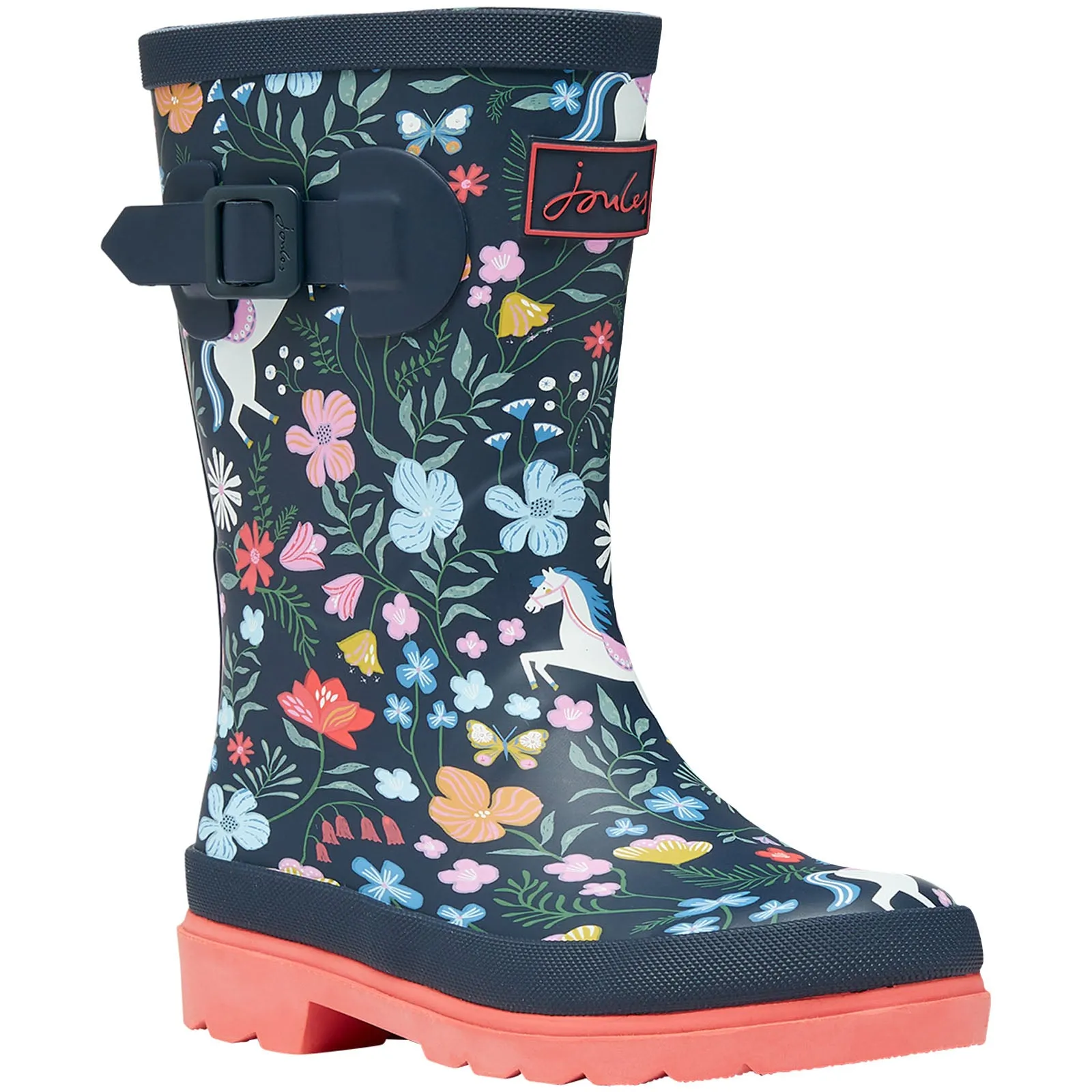 Joules Kids Junior Print Wellies - Navy Paisley