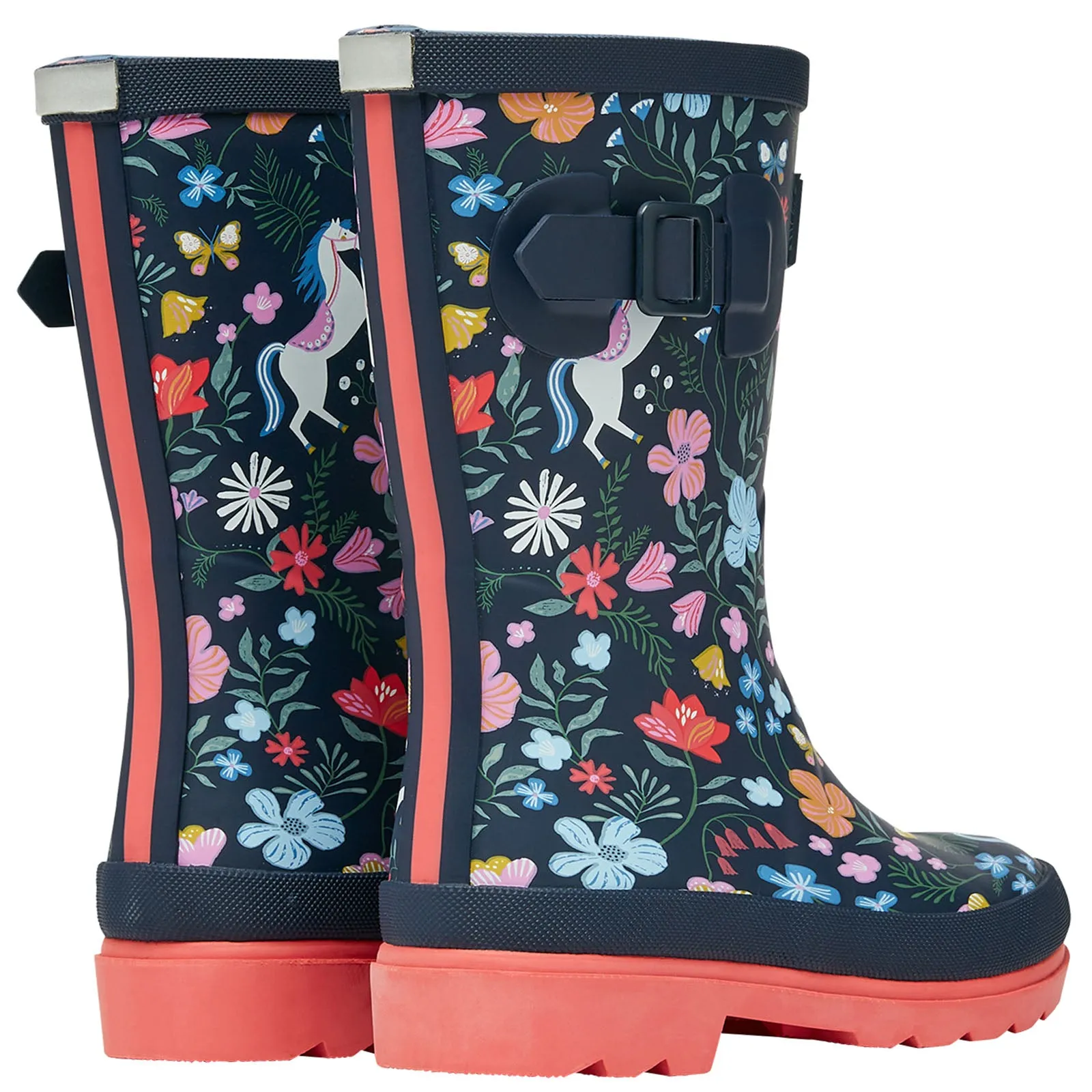 Joules Kids Junior Print Wellies - Navy Paisley