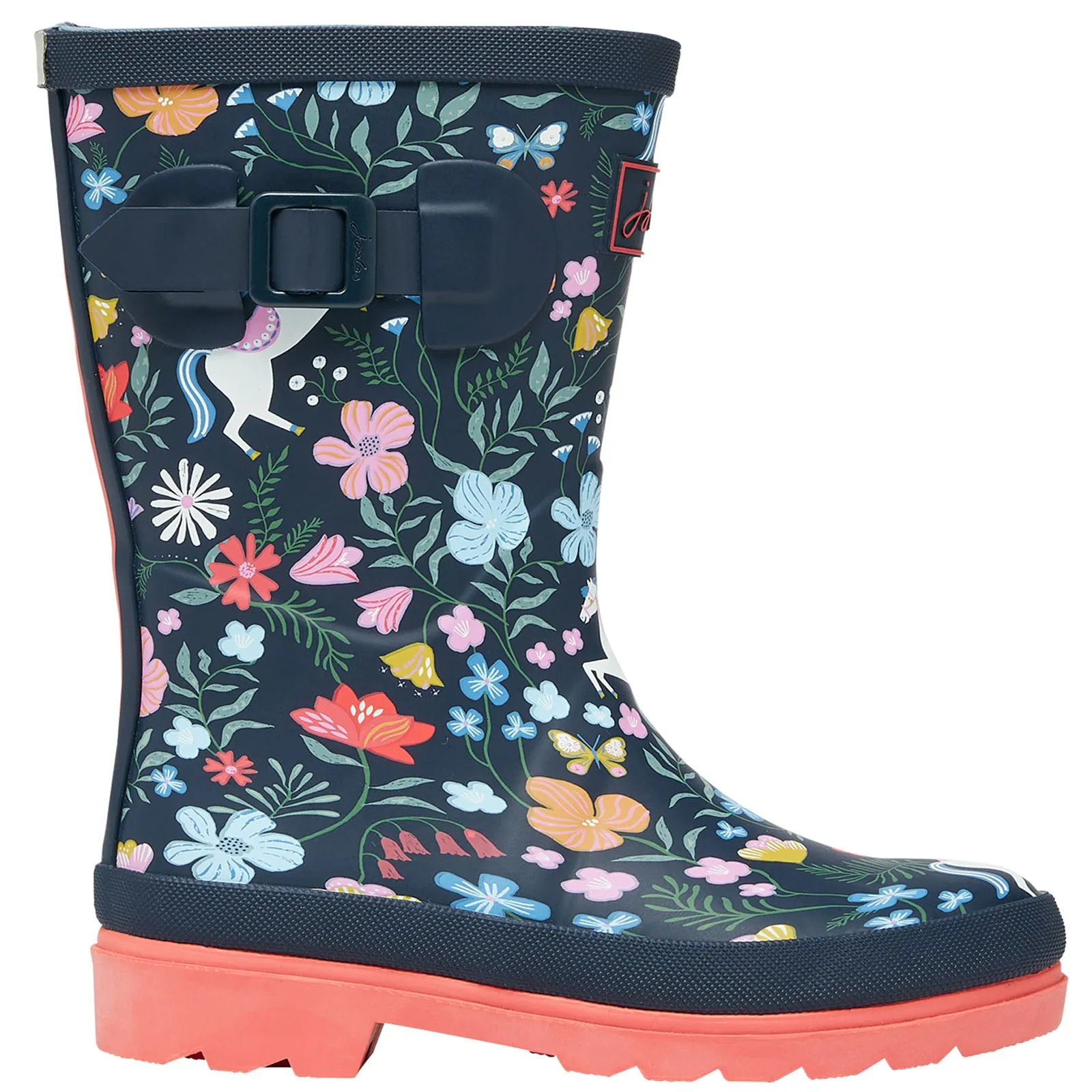 Joules Kids Junior Print Wellies - Navy Paisley