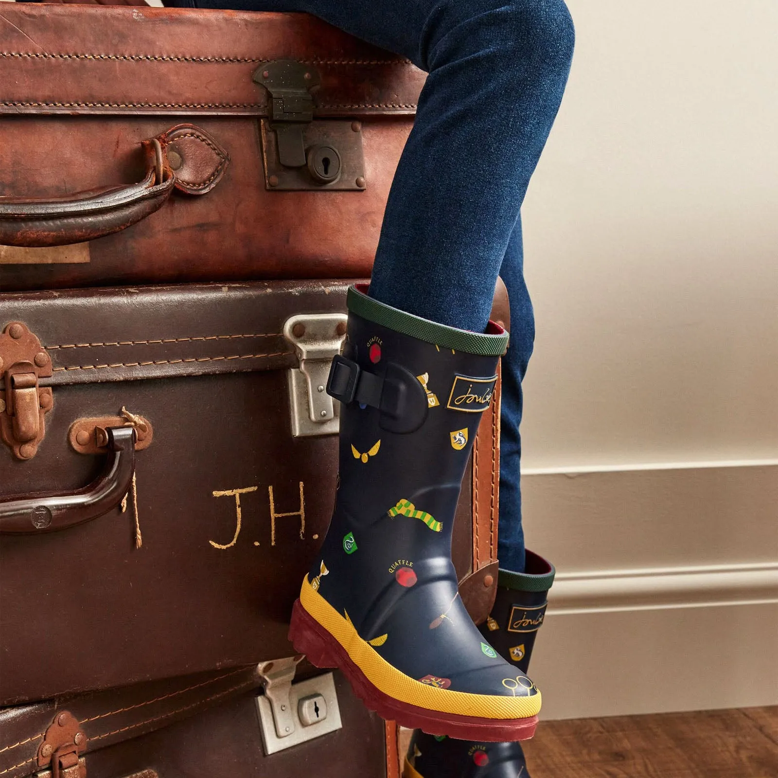 Joules Kids Spellbinding Wellies - Navy Quidditch