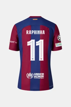 Junior UCL FC Barcelona 23/24 Home Shirt - RAPHINHA