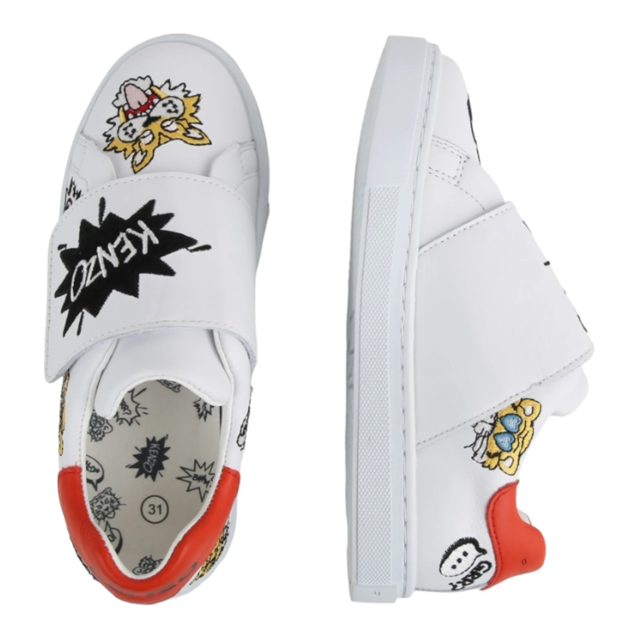 Kenzo Kids Multi-Logo Velcro Strap Sneakers