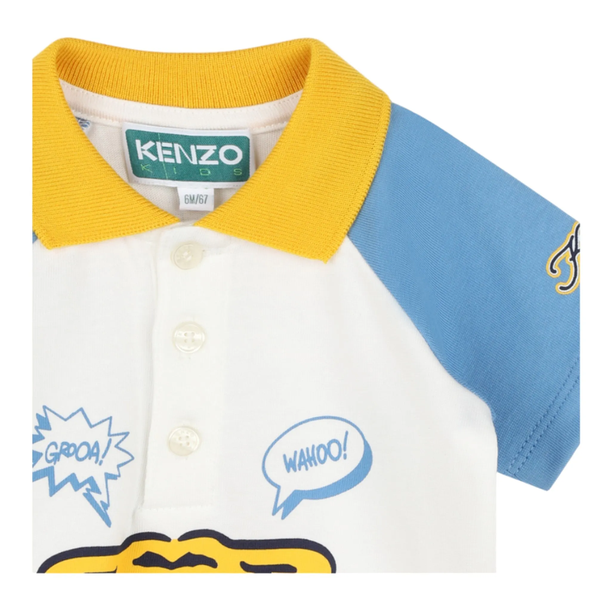 Kenzo Kids Toddler's Raglan Sleeve Tiger Print Polo Shirt