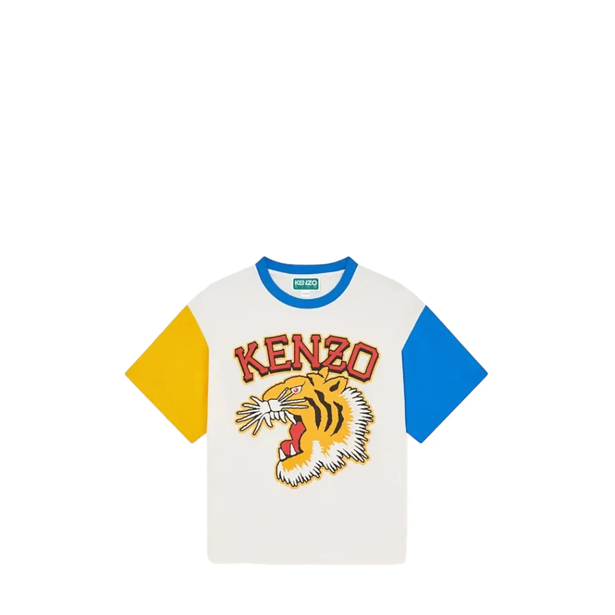 Kenzo Kids Varsity Tiger Colorblock Short Sleeve T-Shirt