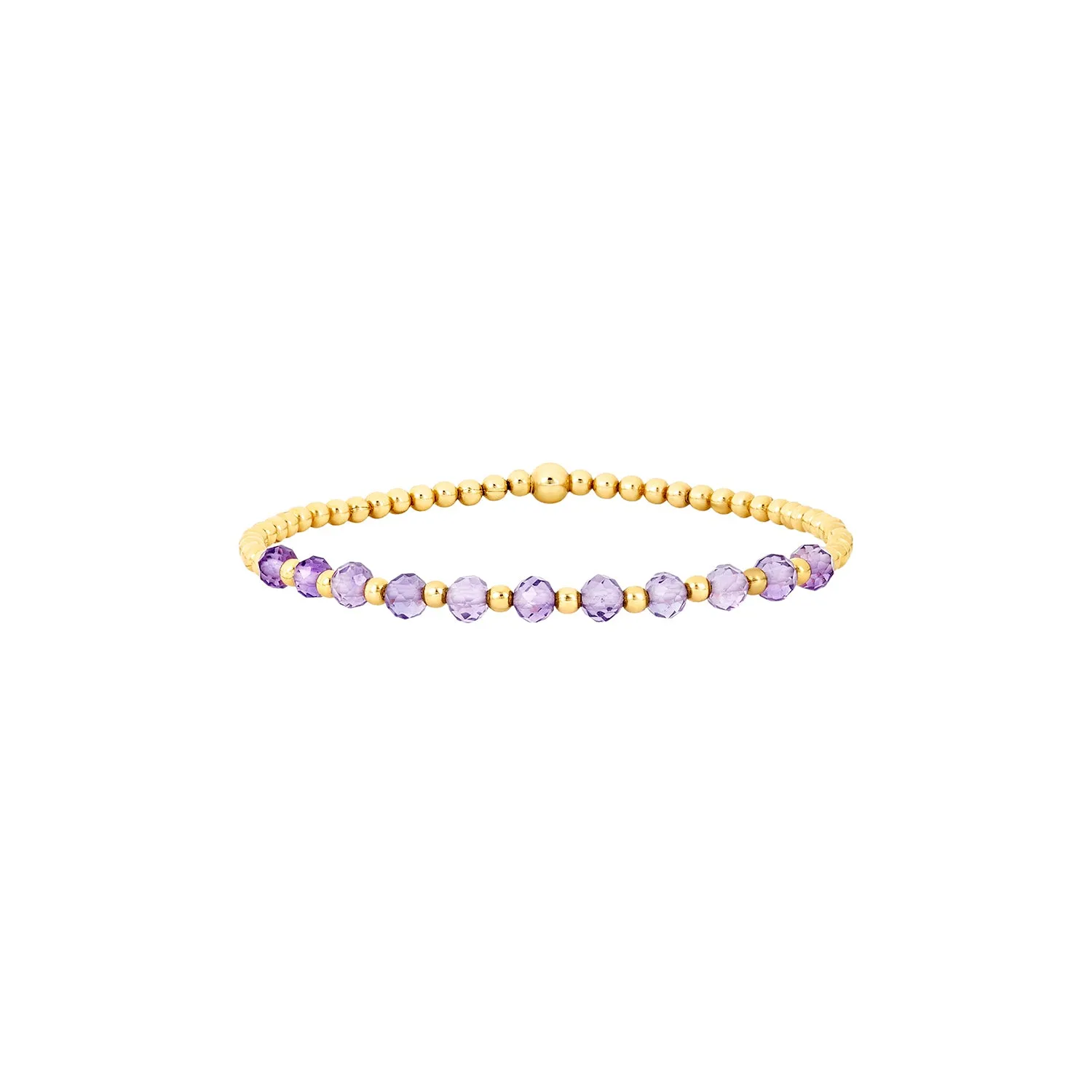 Children's Amethyst Gold Pattern 2MM Yellow Gold Filled Bracelet