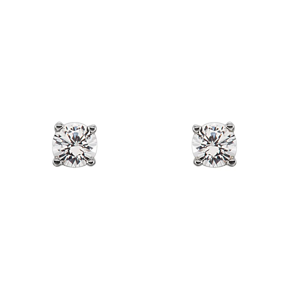 14k White Gold Youth Threaded Post Earrings with 3mm White Sapphire for Kids