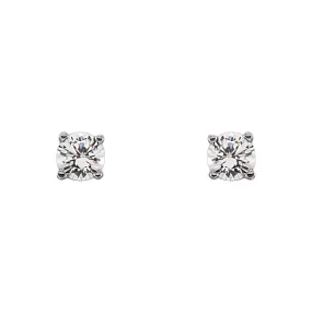 14k White Gold Youth Threaded Post Earrings with 3mm White Sapphire for Kids