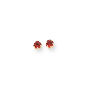 Kids 4mm Synthetic Garnet and 14k Yellow Gold Screw Back Stud Earrings