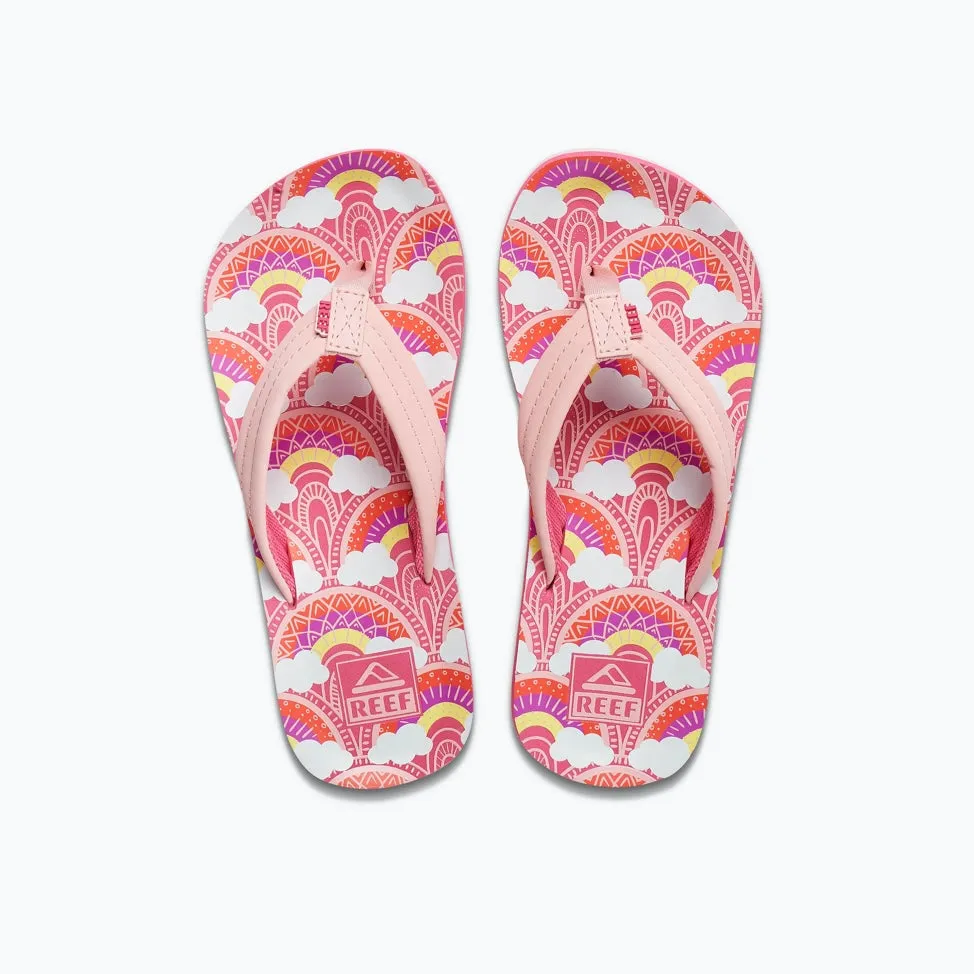 Kids Pink Rainbow/Clouds Flip Flops