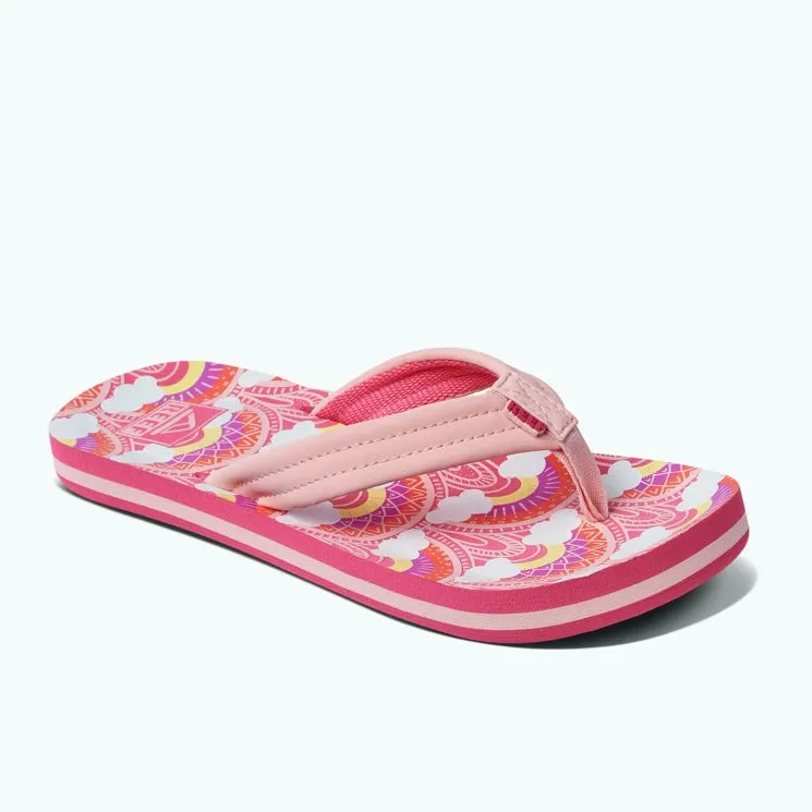 Kids Pink Rainbow/Clouds Flip Flops