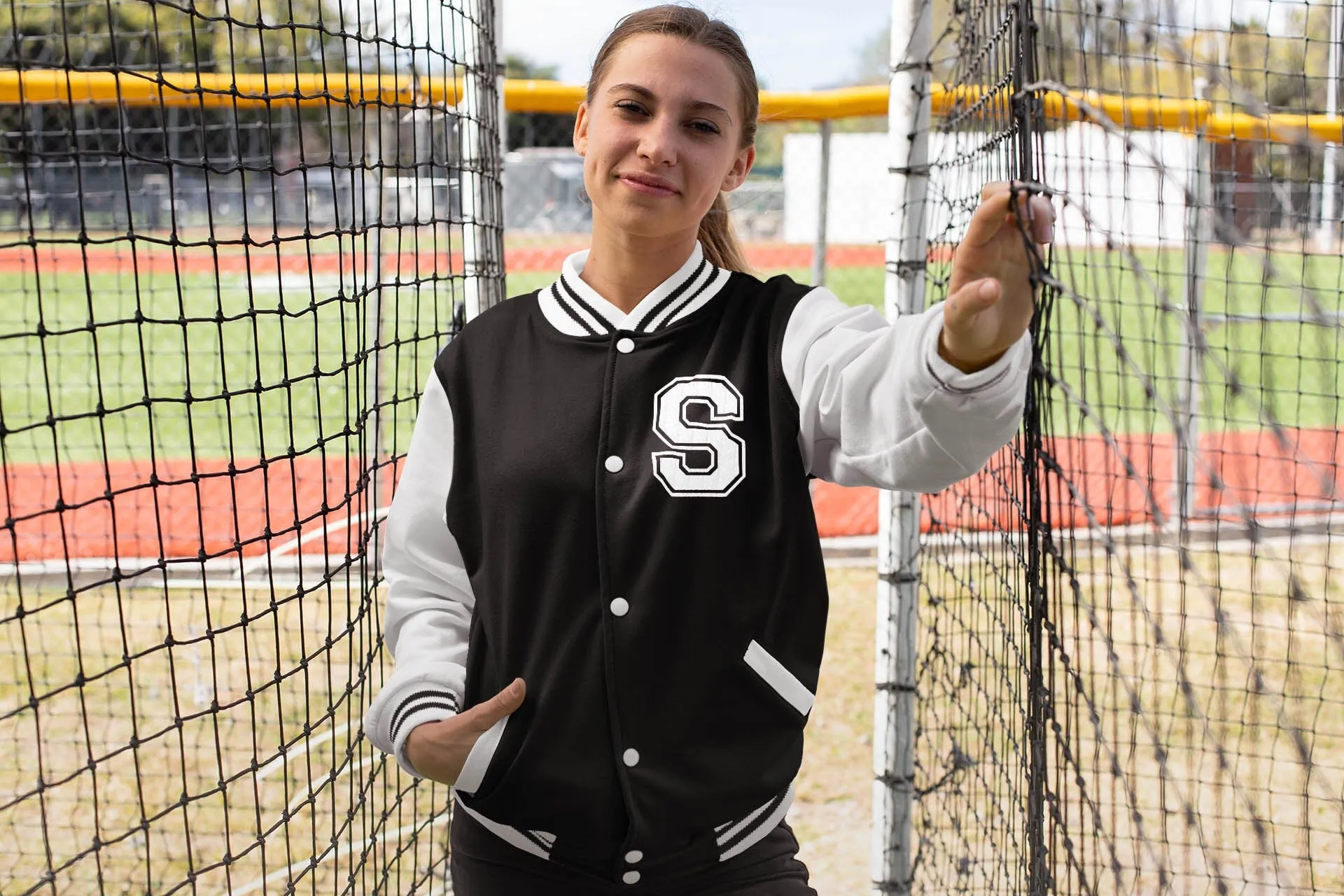 Kids and Adults Personalised Black & White Varsity Jacket Name Initial Date Established