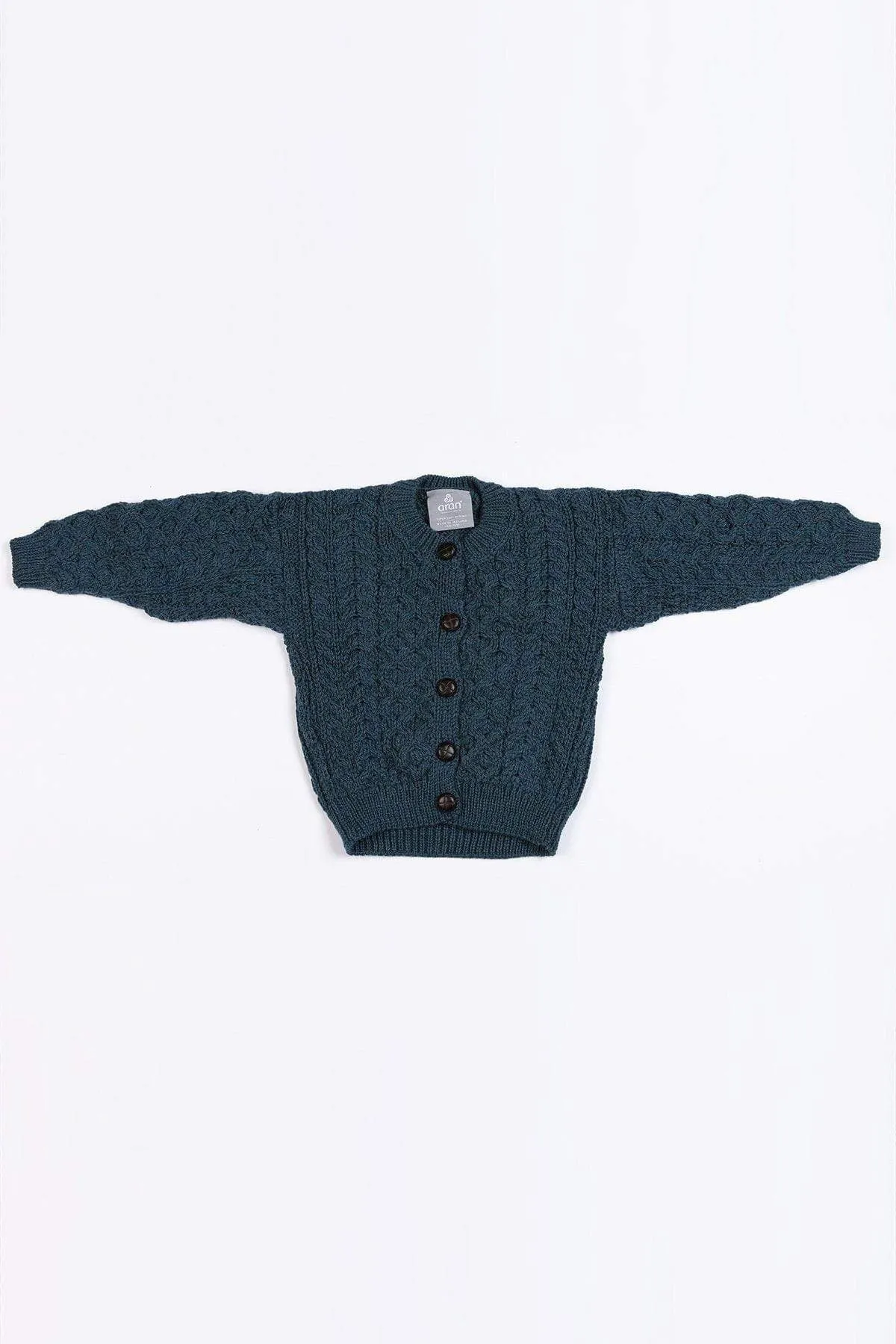 Kids Aran Cardigan in Blue