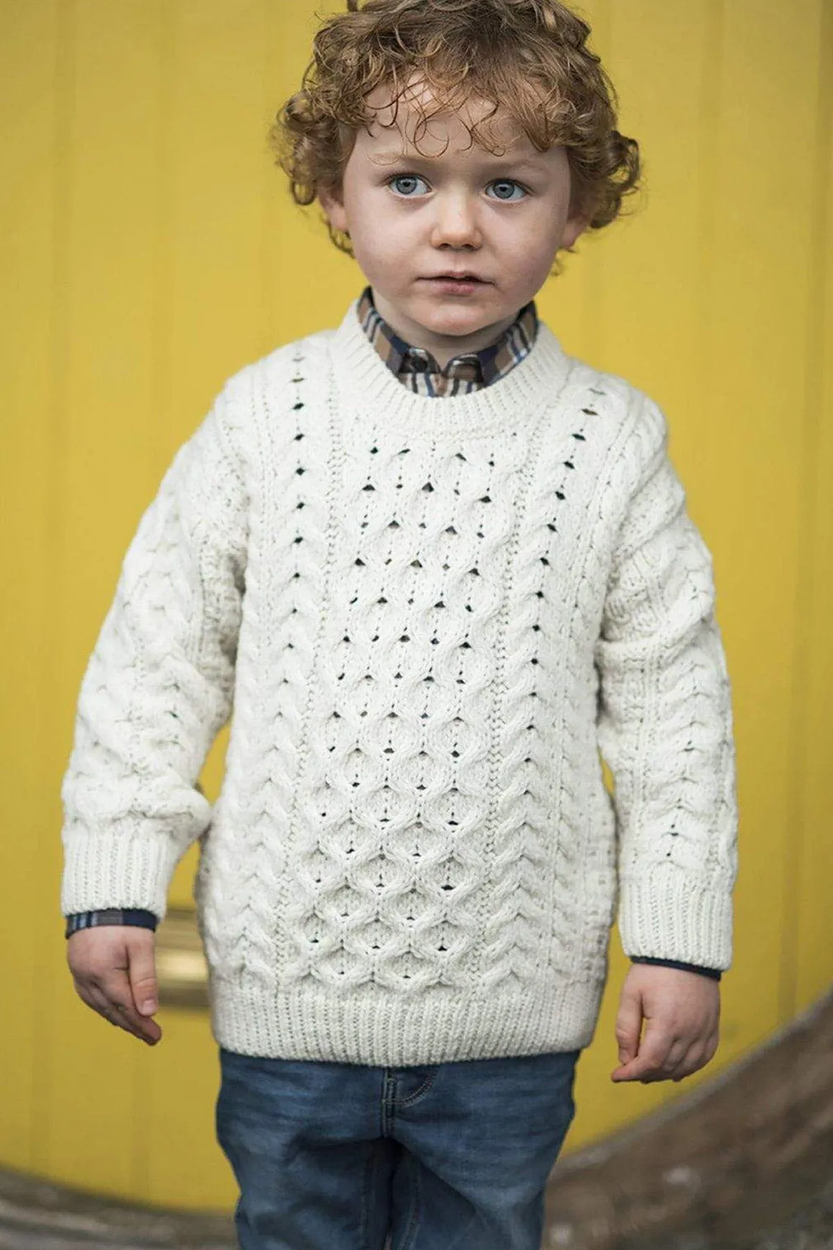 Kids Aran Jumper in Cream