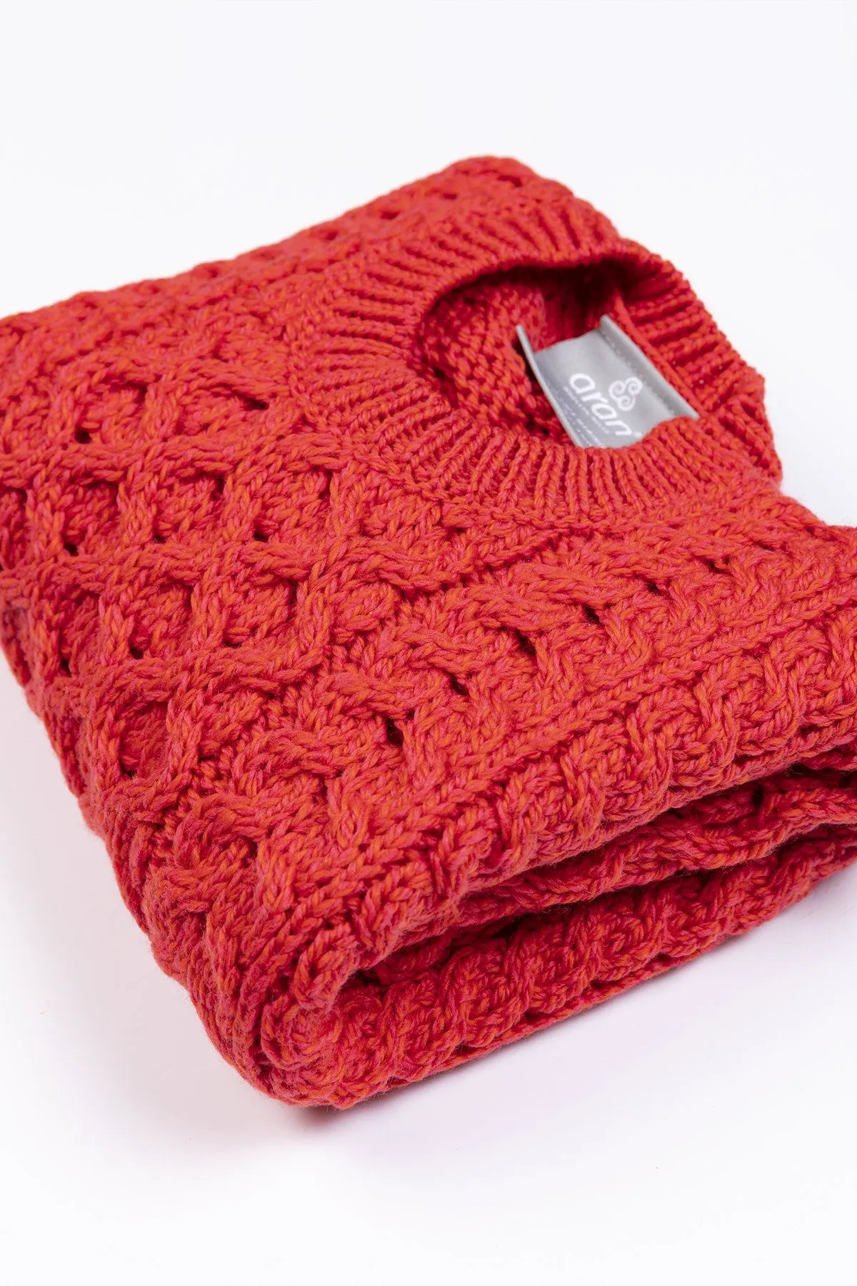 Kids Aran Jumper in Red