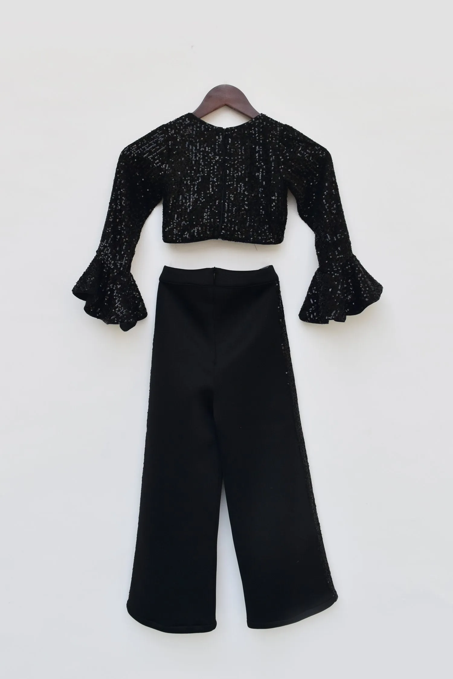 Kids Black Sequence Top with Neoprene Pant