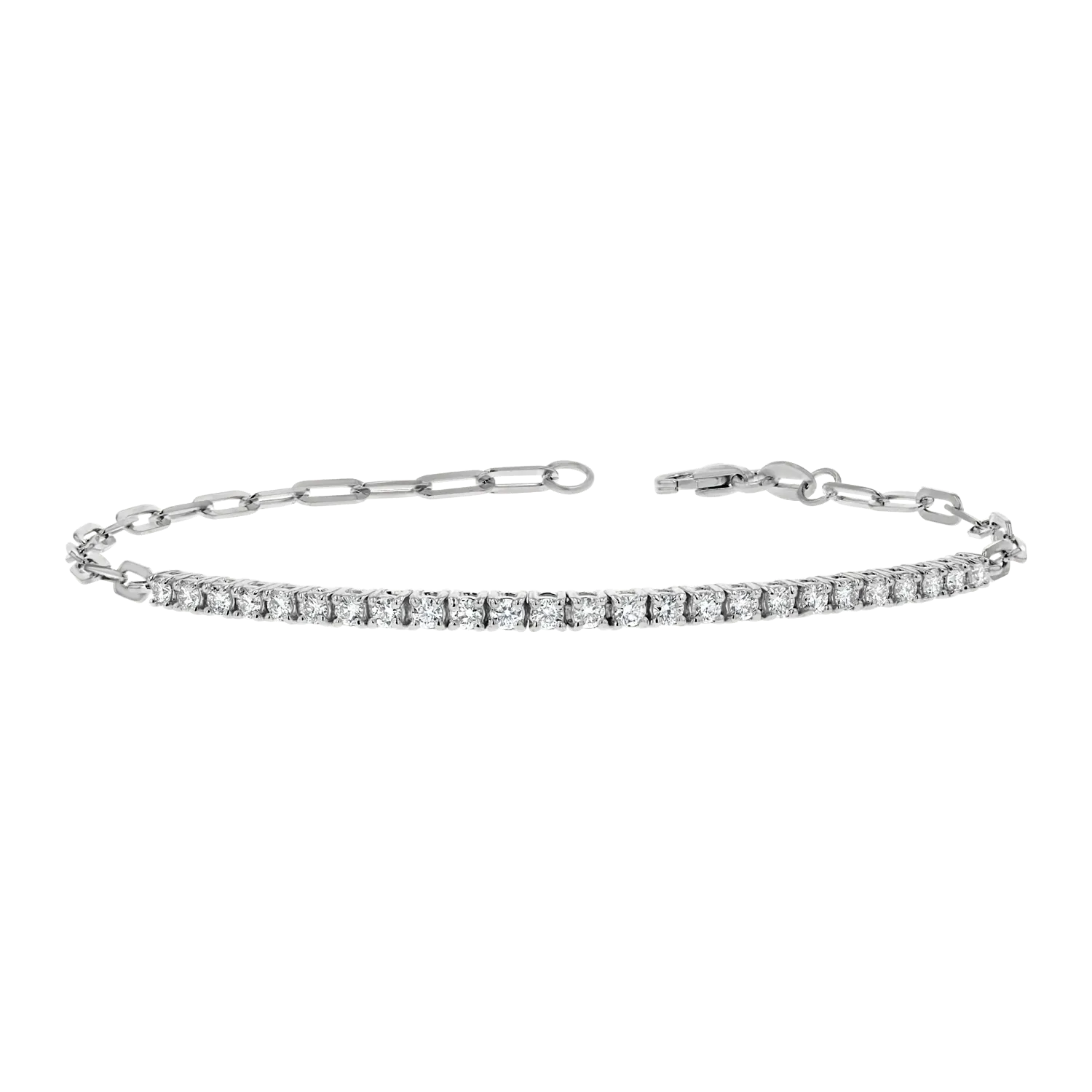 Children's Diamond Tennis Bracelet with Paper Clip Design