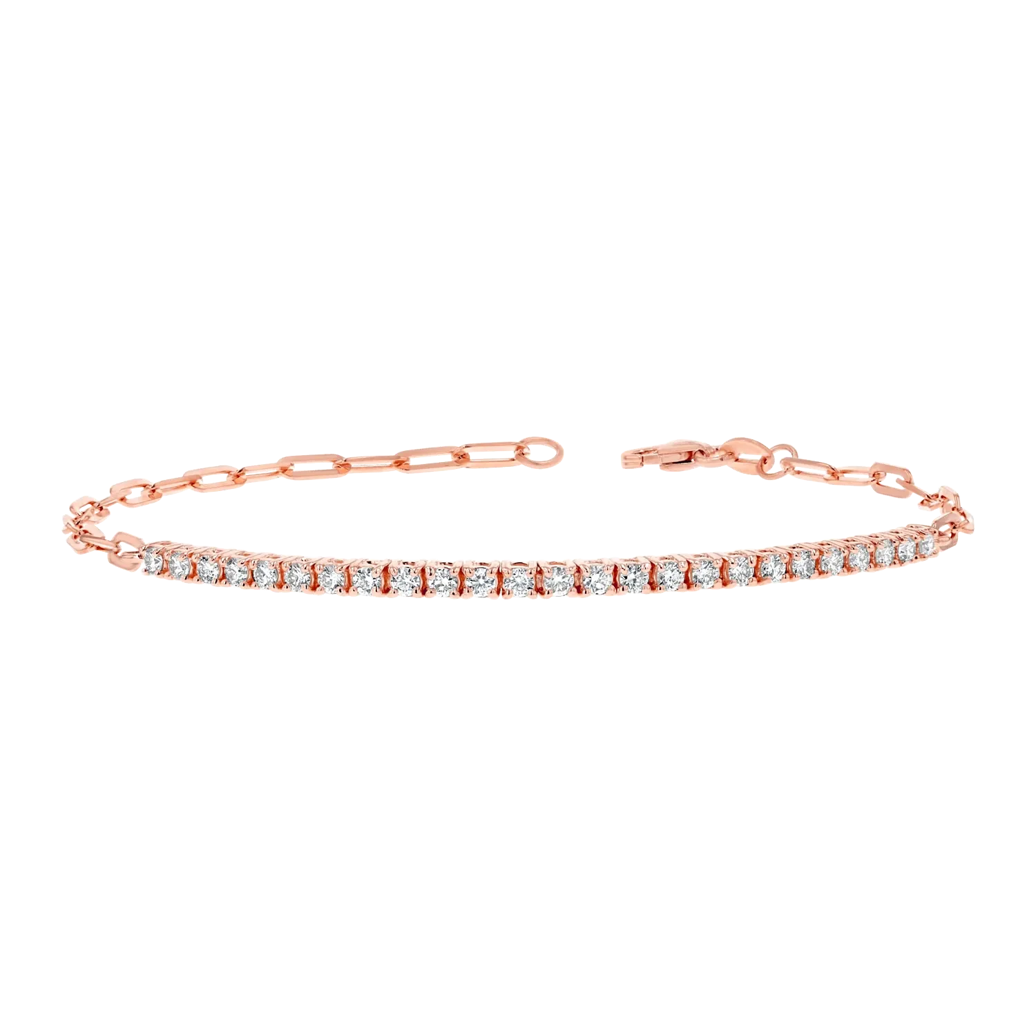 Children's Diamond Tennis Bracelet with Paper Clip Design