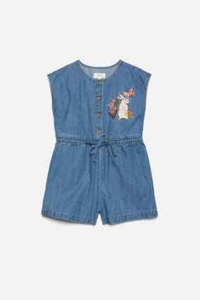 Children's Rabbit Garden Embroidered Playsuit