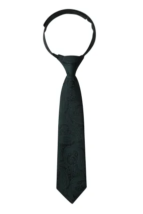 Kids Emerald Green Paisley Necktie,