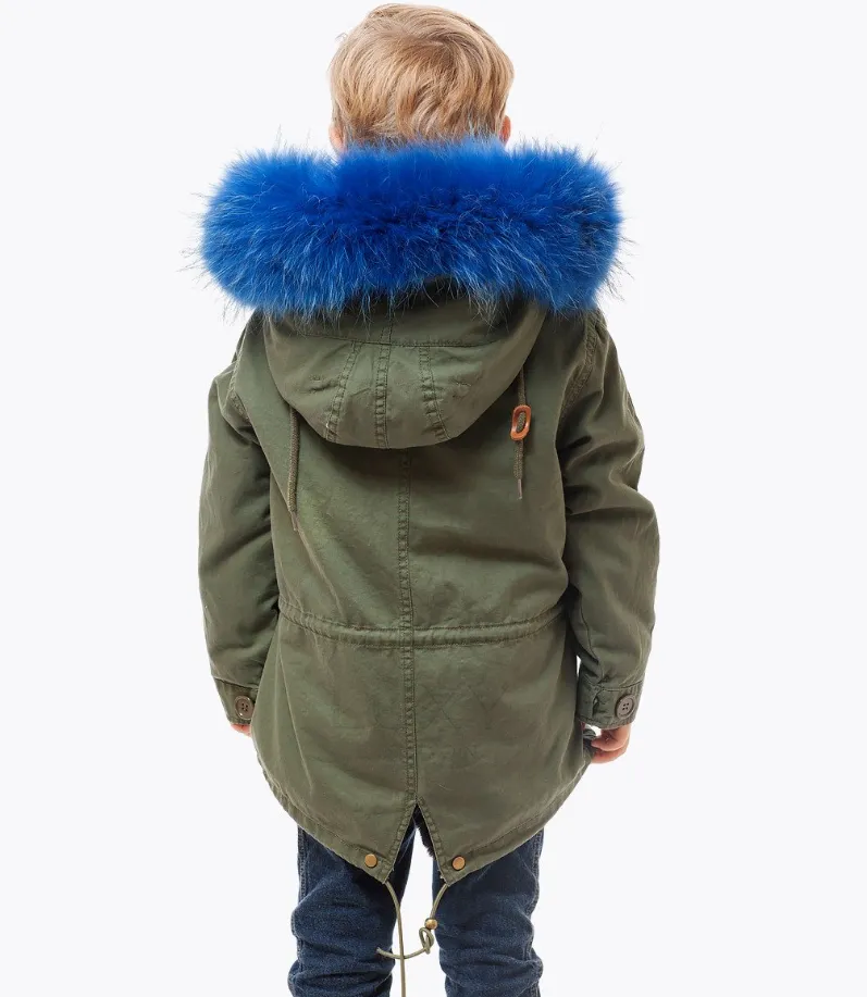 KIDS LUXY KHAKI PARKA - COBALT BLUE