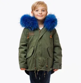 KIDS LUXY KHAKI PARKA - COBALT BLUE