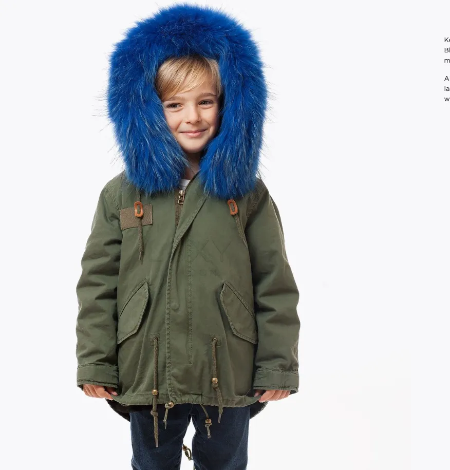 KIDS LUXY KHAKI PARKA - COBALT BLUE