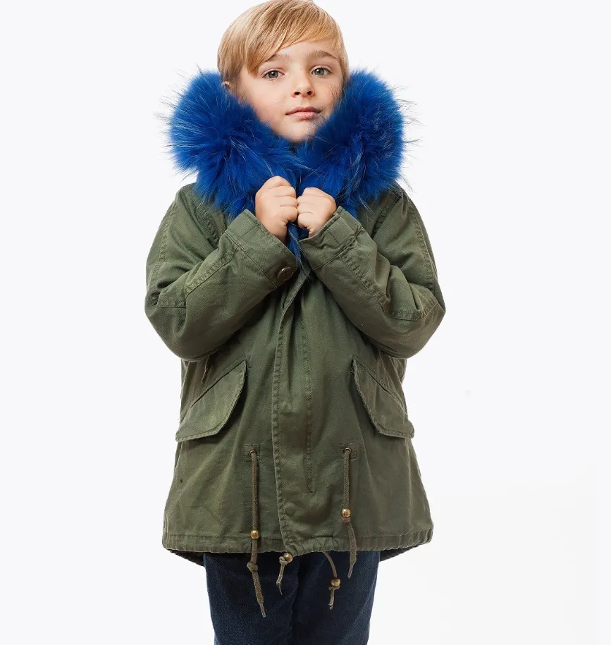 KIDS LUXY KHAKI PARKA - COBALT BLUE