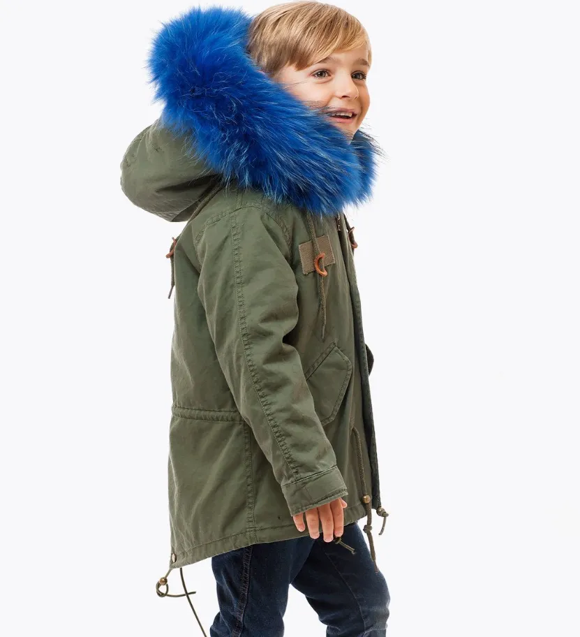 KIDS LUXY KHAKI PARKA - COBALT BLUE