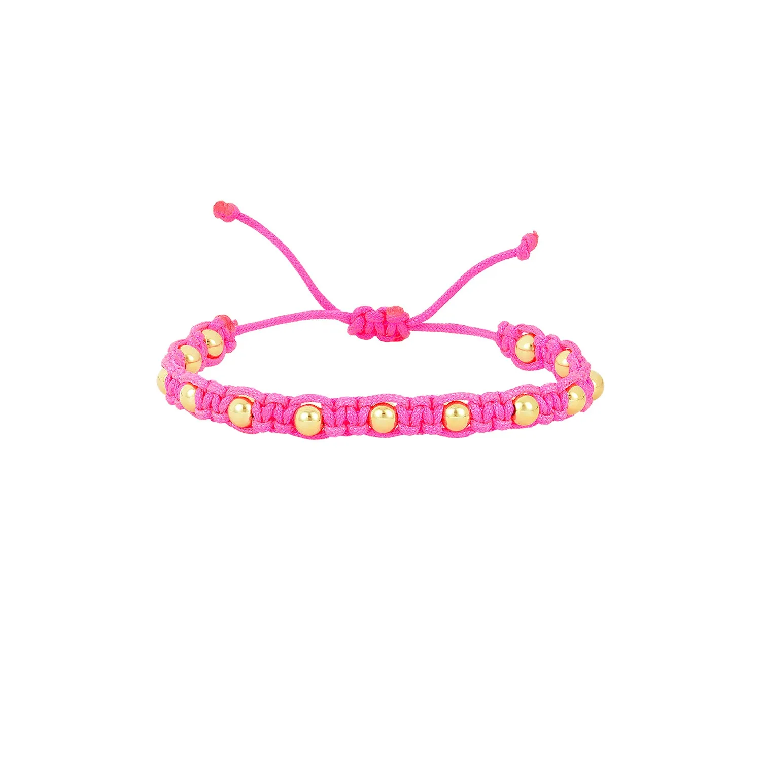 Kids Fuchsia Macrame Bracelet with Yellow Gold Filled Beads