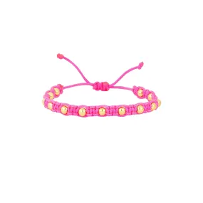 Kids Fuchsia Macrame Bracelet with Yellow Gold Filled Beads