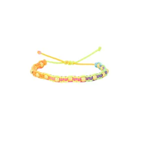 Kids Rainbow Macrame Bracelet with Yellow Gold Filled Beads