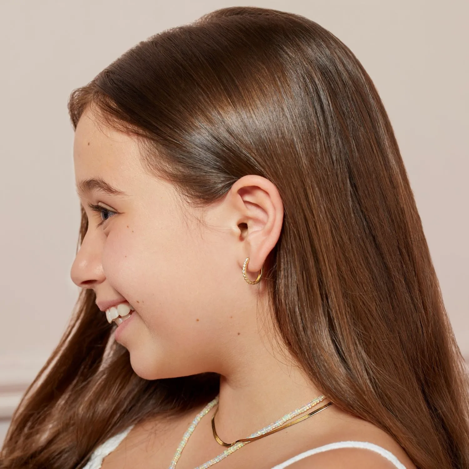 Children Huggie Pave Earrings