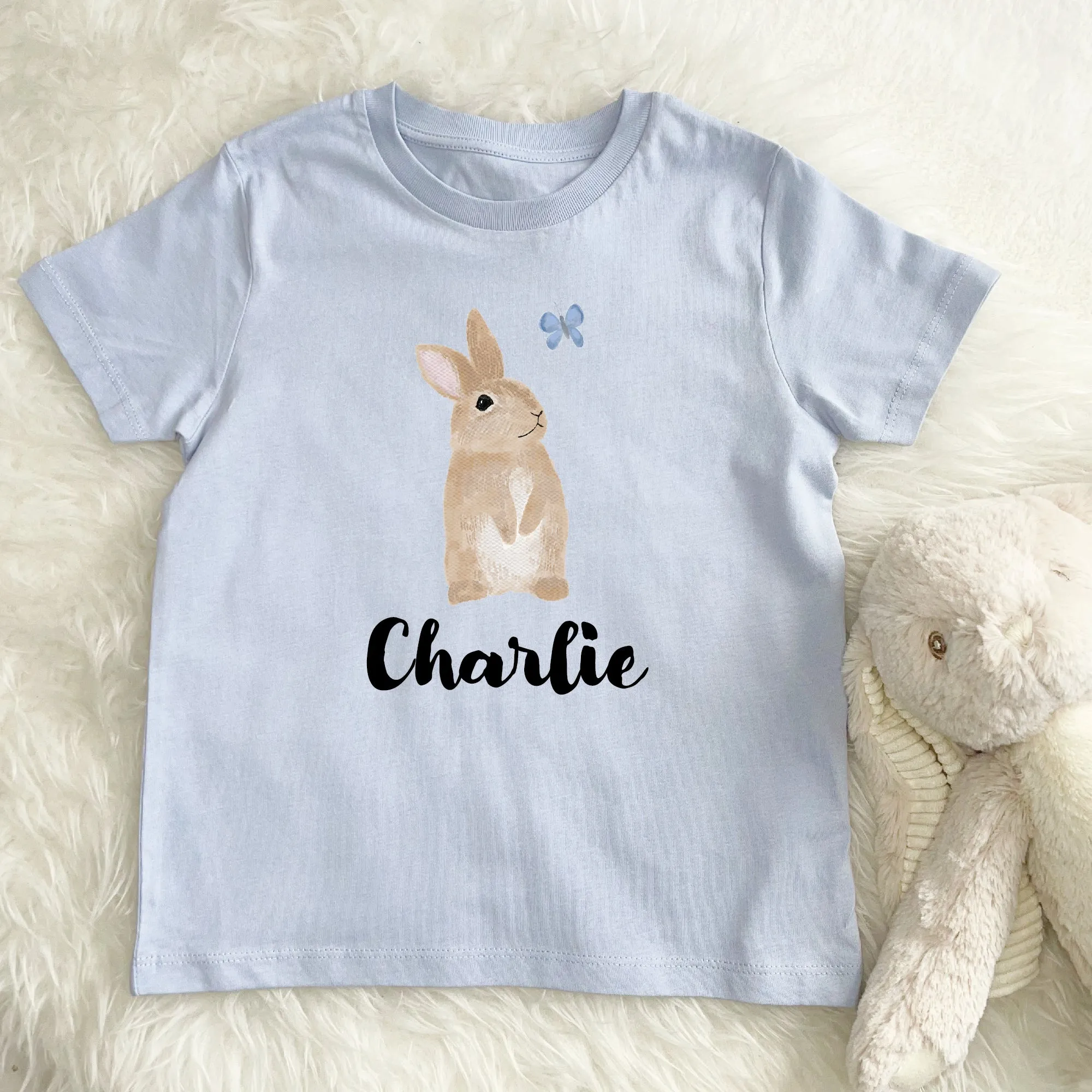 Kids Personalised Illustrated Bunny T Shirt