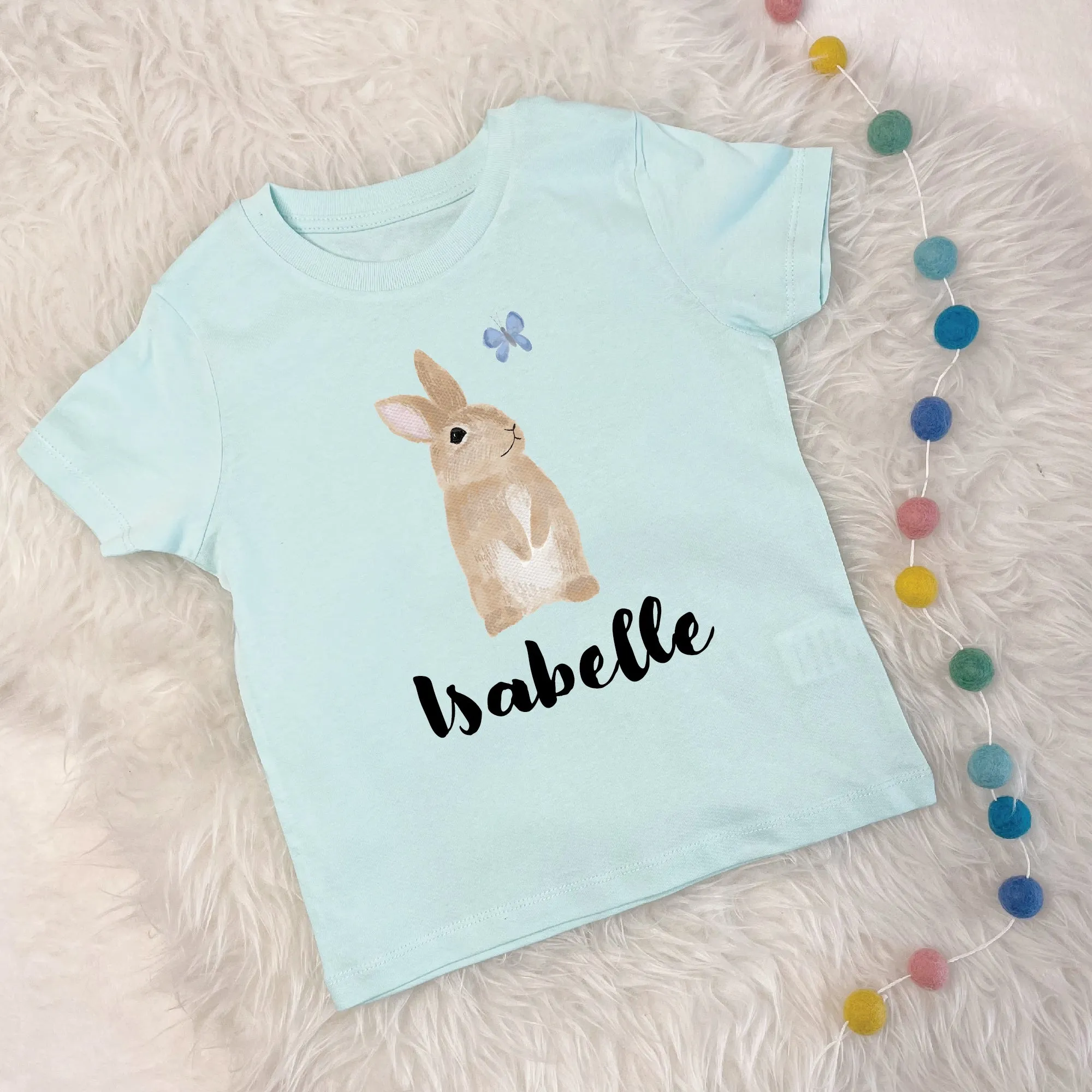 Kids Personalised Illustrated Bunny T Shirt