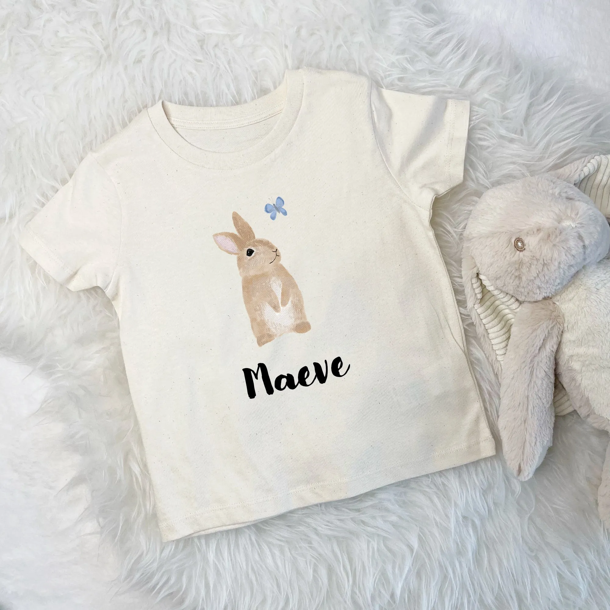 Kids Personalised Illustrated Bunny T Shirt