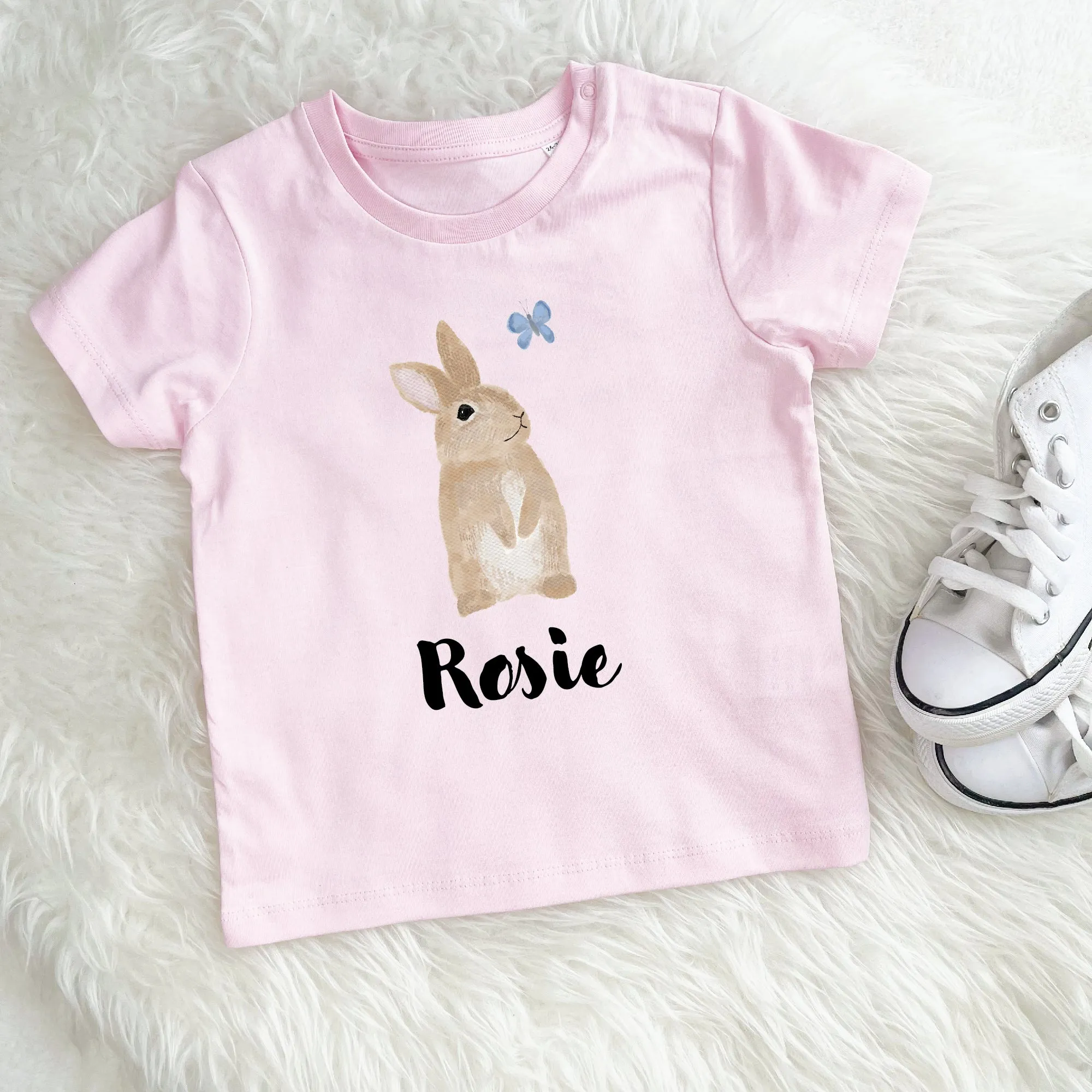 Kids Personalised Illustrated Bunny T Shirt