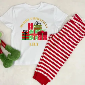 Kids Personalised Present Christmas Pyjamas