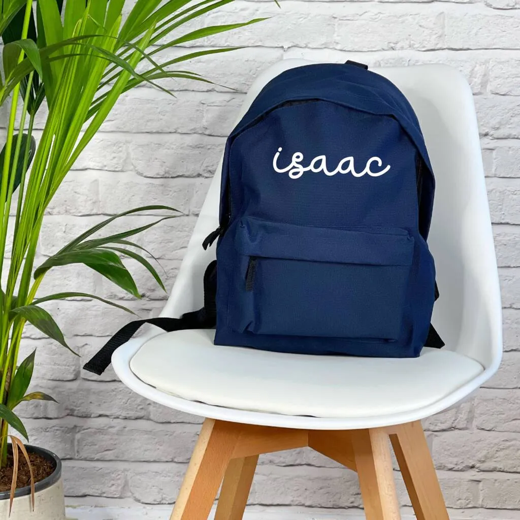 Kids Personalised Rucksack Swirly Writing