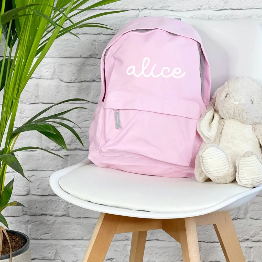 Kids Personalised Rucksack Swirly Writing