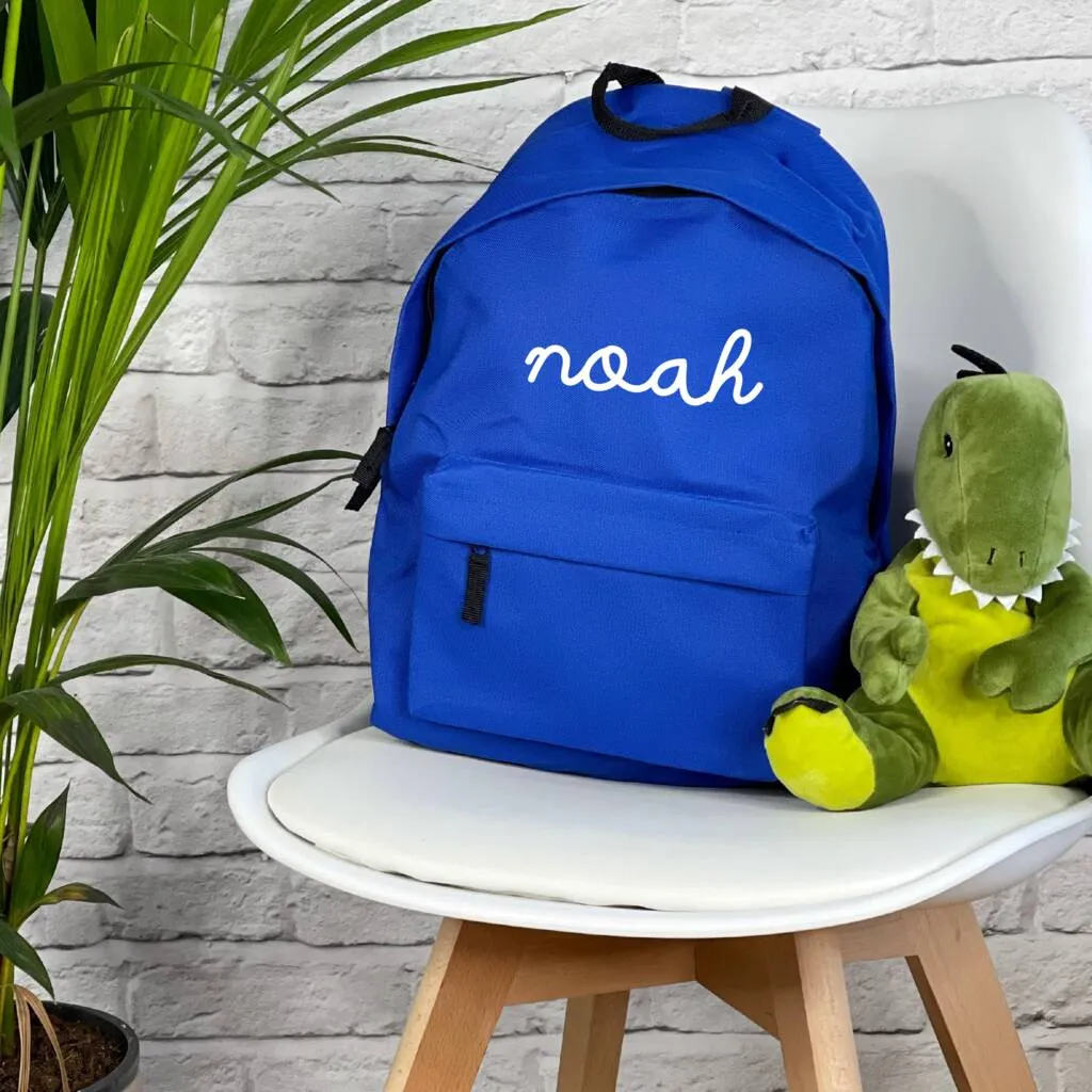 Kids Personalised Rucksack Swirly Writing