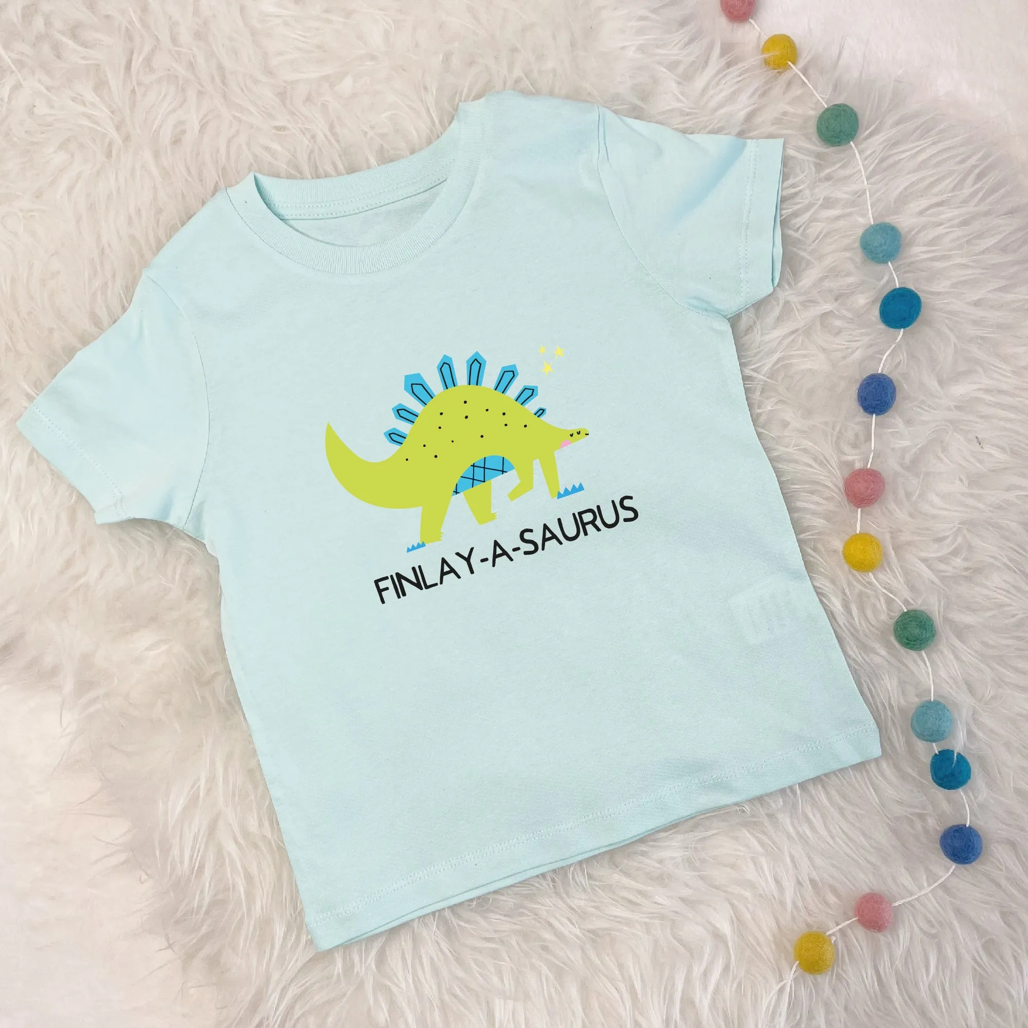 Kids Personalised Stegosaurus Dinosaur T Shirt