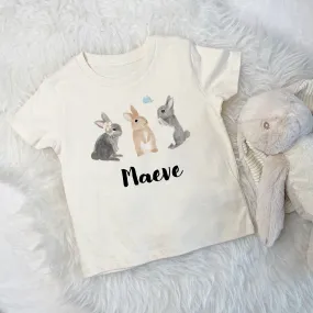 Kids Personalised Watercolour Bunnies T Shirt